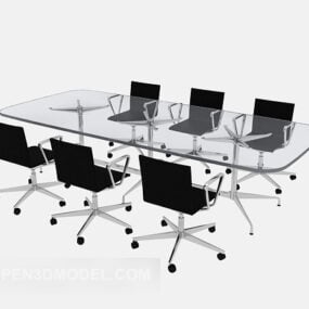 Cam Konferans Masası ve Sandalye Modern 3D model