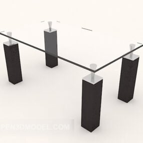 Modern Glass Simple Coffee Table Office 3d model