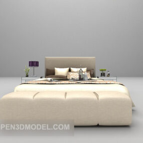 Nowoczesne brązowe łóżko z kanapą Model 3D