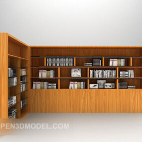Yellow Wood Classic Bookcase Furniture 3d model