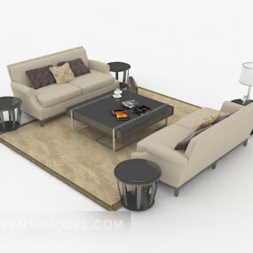 现代灰色休闲组合沙发3d模型