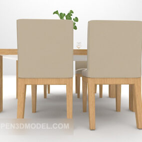 Modern Grey Fabric Dining Table Chair 3d model