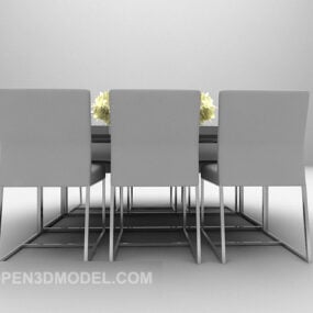 Dinning Room Modern Grey Dining Table Chair 3d model