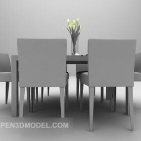 Moderne gråt spisebord med stol 3d model
