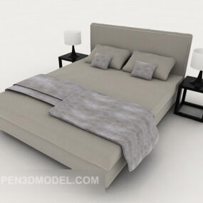 Modern Grey Double Bed 3d model
