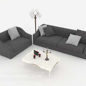Modern Grey Minimalist Sofa 3d model