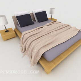 Lit double maison minimaliste gris moderne modèle 3D