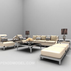 Modern Grey Sofa Furniture Set 3d model