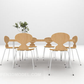 식사 테이블 조합을 갖춘 현대 의자 3d 모델