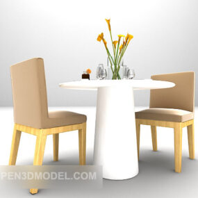 Table à manger et chaises grises modernes modèle 3D