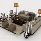 Modern Grey Wood Sofa Full Sets