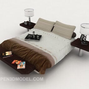 Modern Home Grey-brown Double Bed 3d model