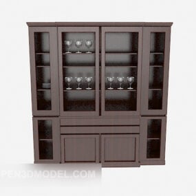 Casier de maison moderne en bois marron modèle 3D
