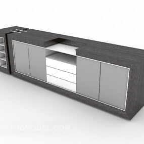 خزانة تلفزيون بسيطة للمنزل الحديث نموذج ثلاثي الأبعاد