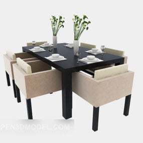 Modelo 3d de mesa de jantar simples para casa moderna