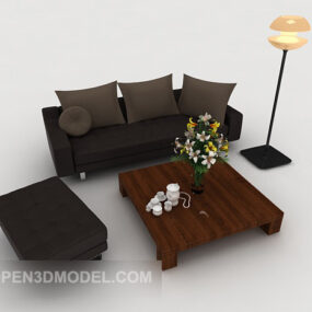 نموذج أريكة مودرن هوم بسيط باللون الرمادي ثلاثي الأبعاد