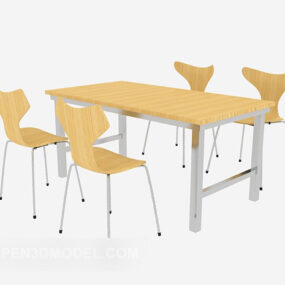 3д модель современного домашнего простого стола и стула