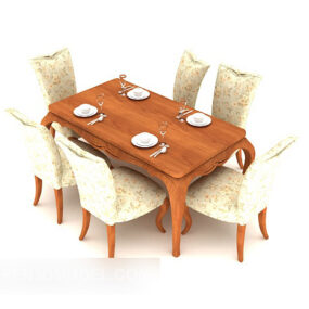 Moderni koti massiivipuinen ruokapöytä 3D-malli