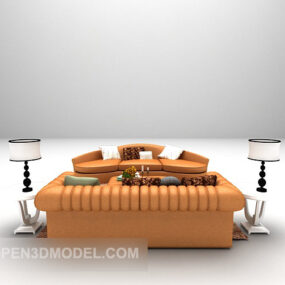 Modern Leather Sofa Large Full Sets 3d model