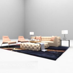 Modern Leather Soft Sofa 3d model
