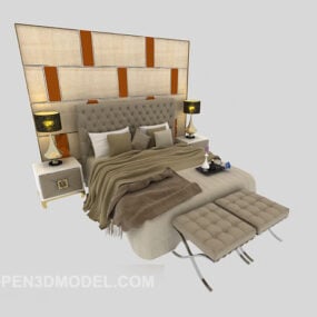 Modern Light Bed Back Wall Decor 3d model