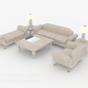Ensembles complets de canapés modernes de couleur claire modèle 3D