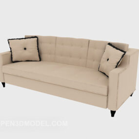 Modern Light-colored Multiplayer Sofa 3d model