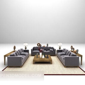 Furnitur Sofa Ungu Muda Modern model 3d