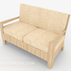 Modern Light Yellow Double Sofa 3d model