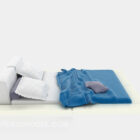 Cama moderna de tela con colchón