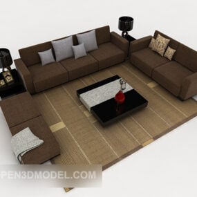 Modern Minimalist Brown Sofa 3d model