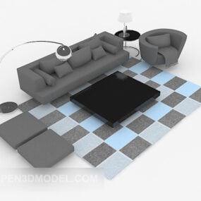 Modern Minimalist Dark Grey Sofa 3d model