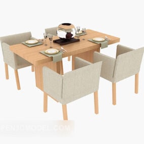 현대 미니멀리스트 식탁 의자 세트 3D 모델