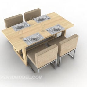 Mesa de comedor minimalista moderna para cuatro personas modelo 3d