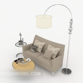Modern Minimalist Gray-brown Table Chair 3d model