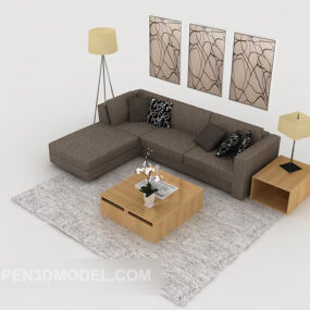 Modern Minimalist Grey Multiplayer Sofa 3d model