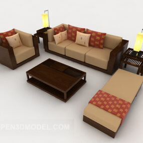 3d модель сучасного мінімалістичного домашнього коричневого дивана