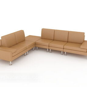 3d модель сучасного мінімалістичного шкіряного дивана для кількох гравців
