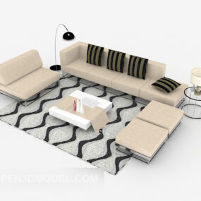 Nowoczesna, minimalistyczna, monochromatyczna sofa kombinowana Model 3D