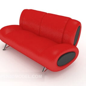 Nowoczesny, minimalistyczny model podwójnej sofy w kolorze czerwonym Model 3D