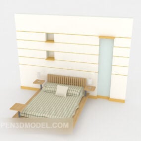Moderni minimalistinen ruudullinen parivuode 3d-malli