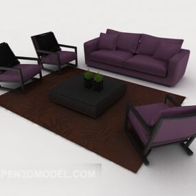 Ensembles de canapés violets minimalistes modernes modèle 3D