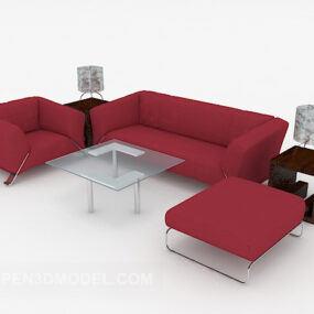 Modern Minimalist Red Combination Sofa 3d model