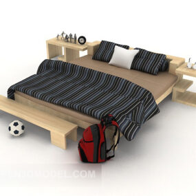 3д модель Современная минималистичная квадратная двуспальная кровать