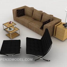 テーブル付きのモダンなミニマリストスタイルのソファセット3Dモデル