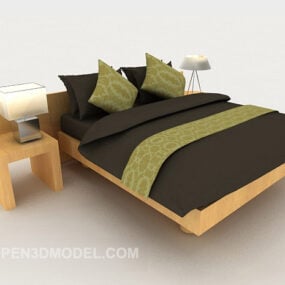 Moderne minimalistisk trædobbeltseng 3d-model