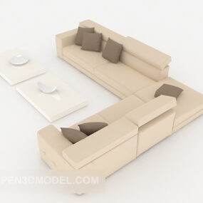 Modern Minimalist Yellow Multiplayer Sofa 3d model