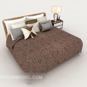 Modern Patterned Double Bed 3d model