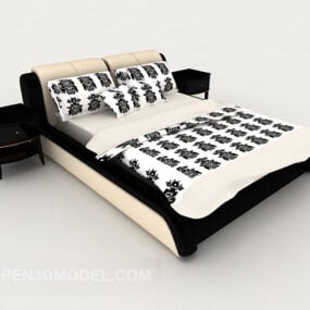 Modelo 3d de cama de casal preta de personalidade moderna