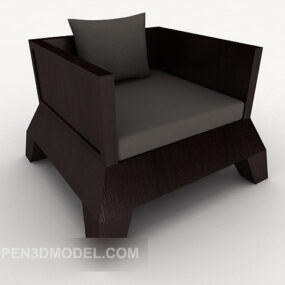 Mẫu Sofa đơn gỗ cá tính hiện đại 3d